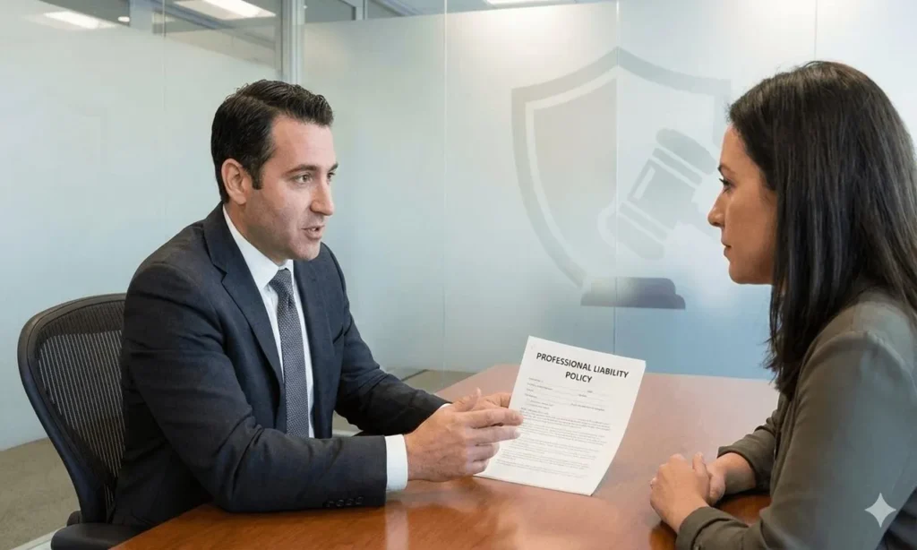 Professional liability insurance protecting businesses against negligence claims, legal defense costs, professional errors, and financial liability risks.